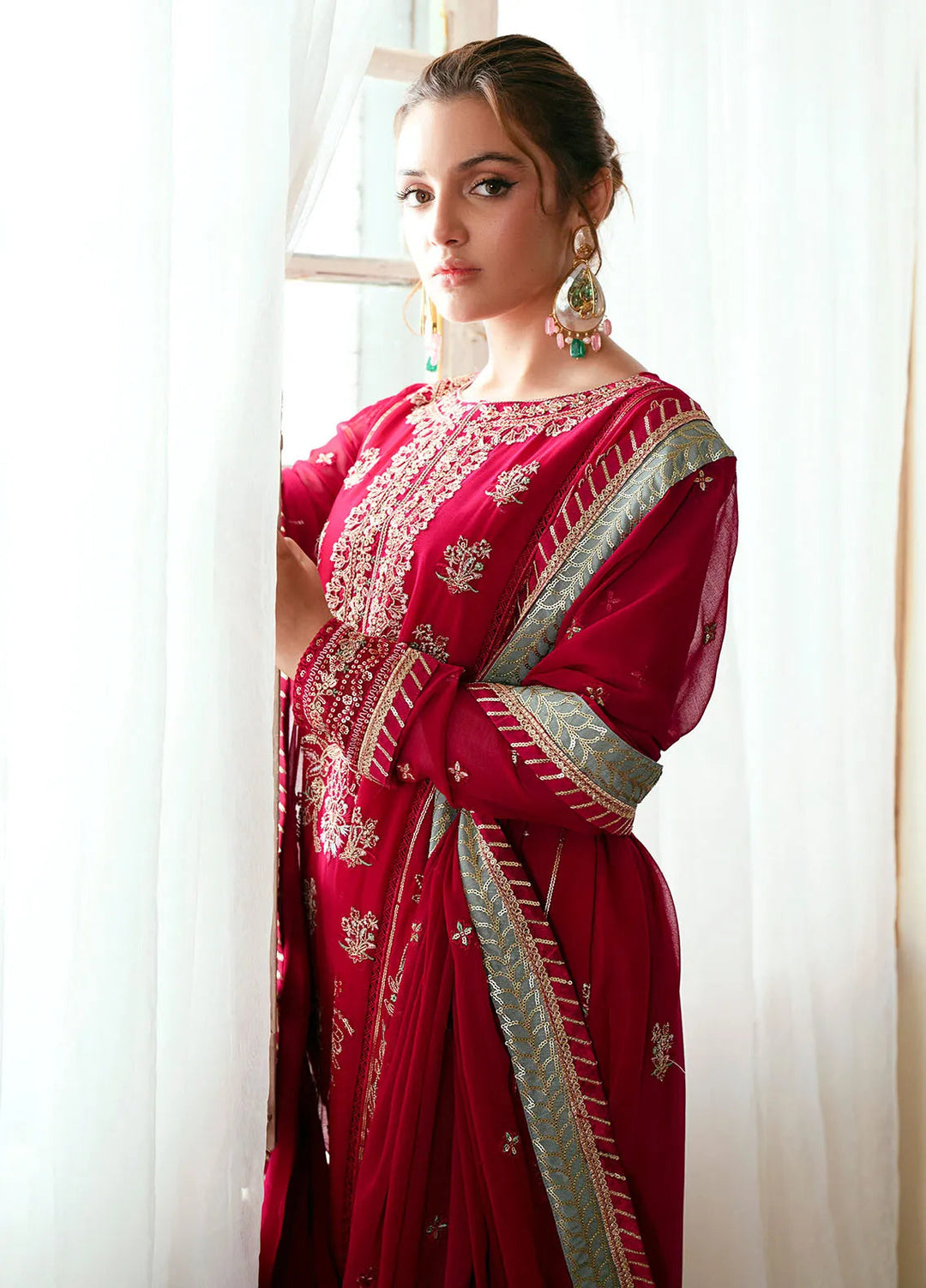 Elinor by Sahane Embroidered Chiffon Suits Unstitched 3 Piece SNE24EL EL-1808 Daphne - Formal Collection