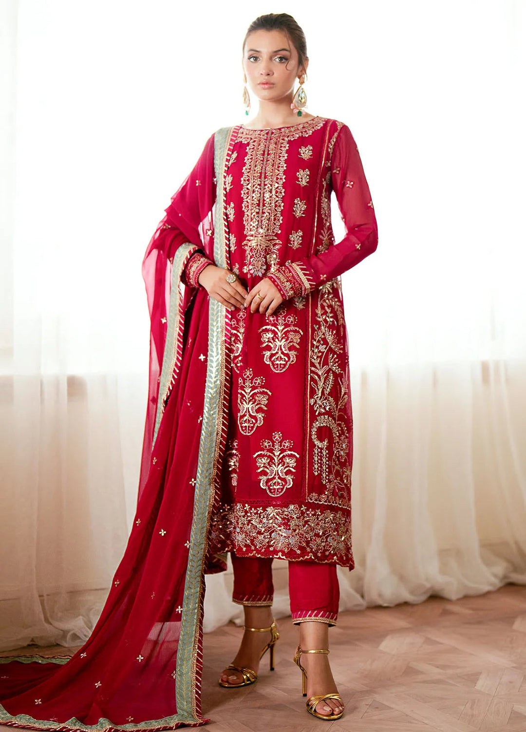 Elinor by Sahane Embroidered Chiffon Suits Unstitched 3 Piece SNE24EL EL-1808 Daphne - Formal Collection