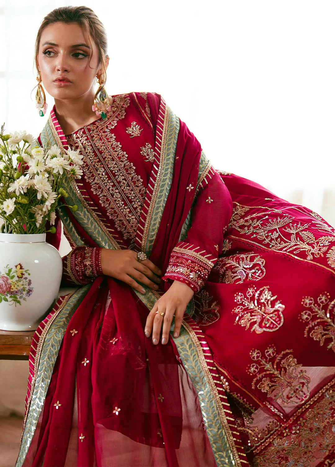 Elinor by Sahane Embroidered Chiffon Suits Unstitched 3 Piece SNE24EL EL-1808 Daphne - Formal Collection