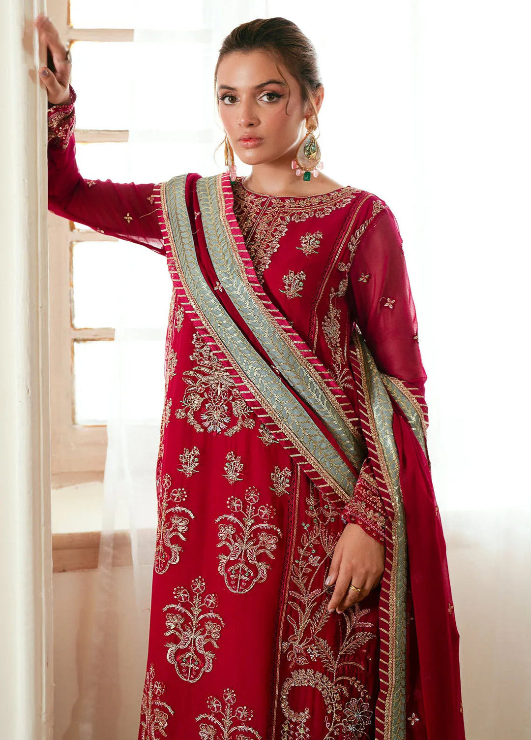 Elinor by Sahane Embroidered Chiffon Suits Unstitched 3 Piece SNE24EL EL-1808 Daphne - Formal Collection