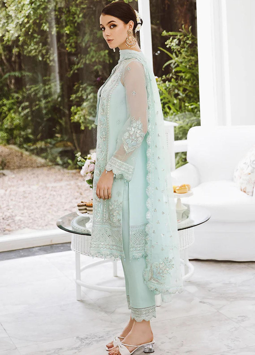 Ella By Saad Shaikh Embroidered Chiffon Suits Unstitched 4 Piece SSK23E DSG001 - Luxury Collection