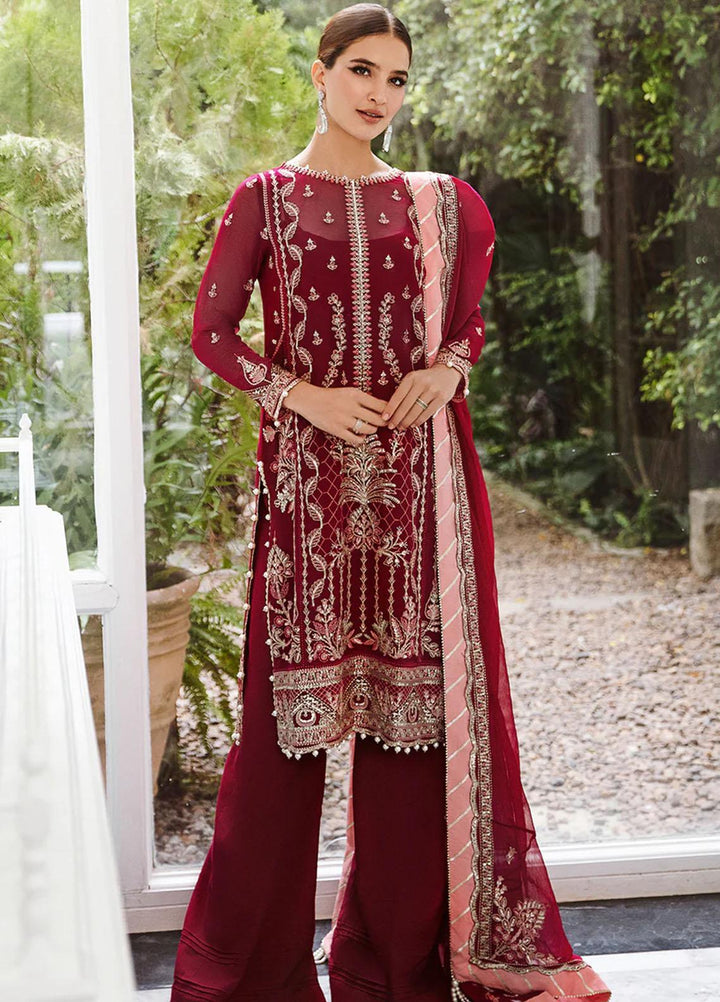 Ella By Saad Shaikh Embroidered Chiffon Suits Unstitched 4 Piece SSK23E DSG002 - Luxury Collection