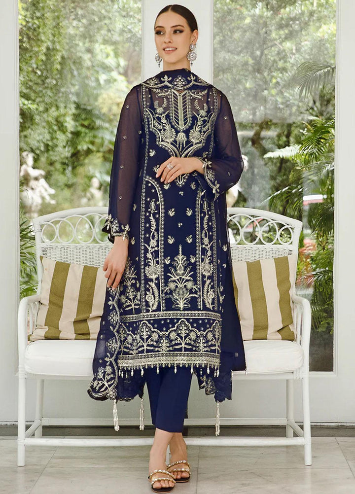 Ella By Saad Shaikh Embroidered Chiffon Suits Unstitched 4 Piece SSK23E DSG010 - Luxury Collection