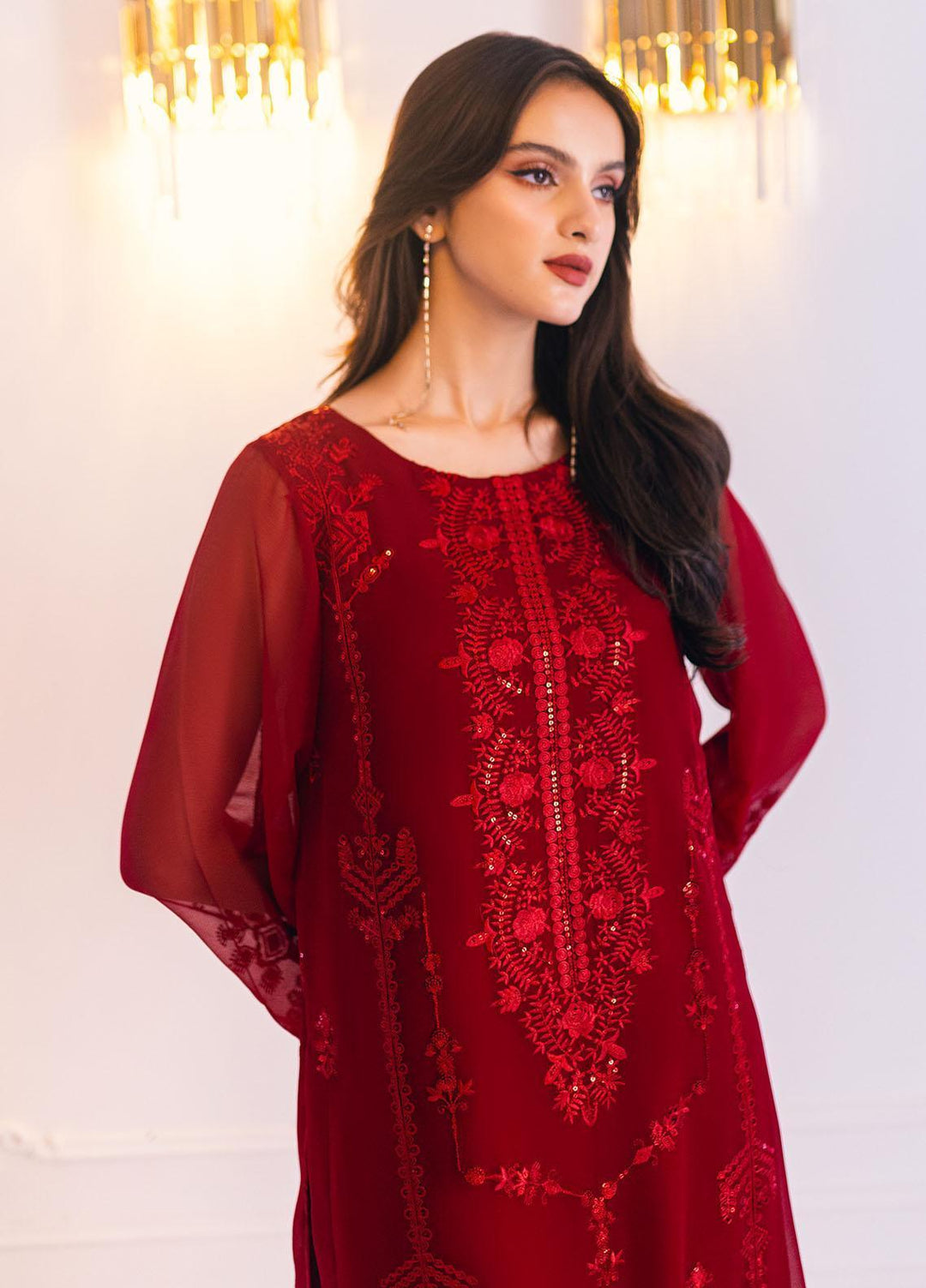 Sahane Pret Embroidered Chiffon Kurti SNE23EP D-1001