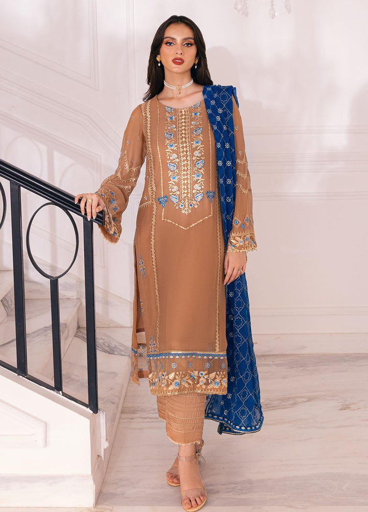 Ella By Sahane Embroidered Chiffon Suits Unstitched 3 Piece SNE23EL SAH-1002 Ivy - Formal Collection