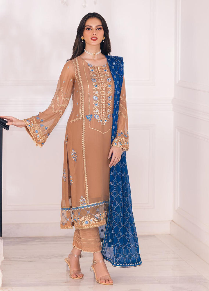 Ella By Sahane Embroidered Chiffon Suits Unstitched 3 Piece SNE23EL SAH-1002 Ivy - Formal Collection