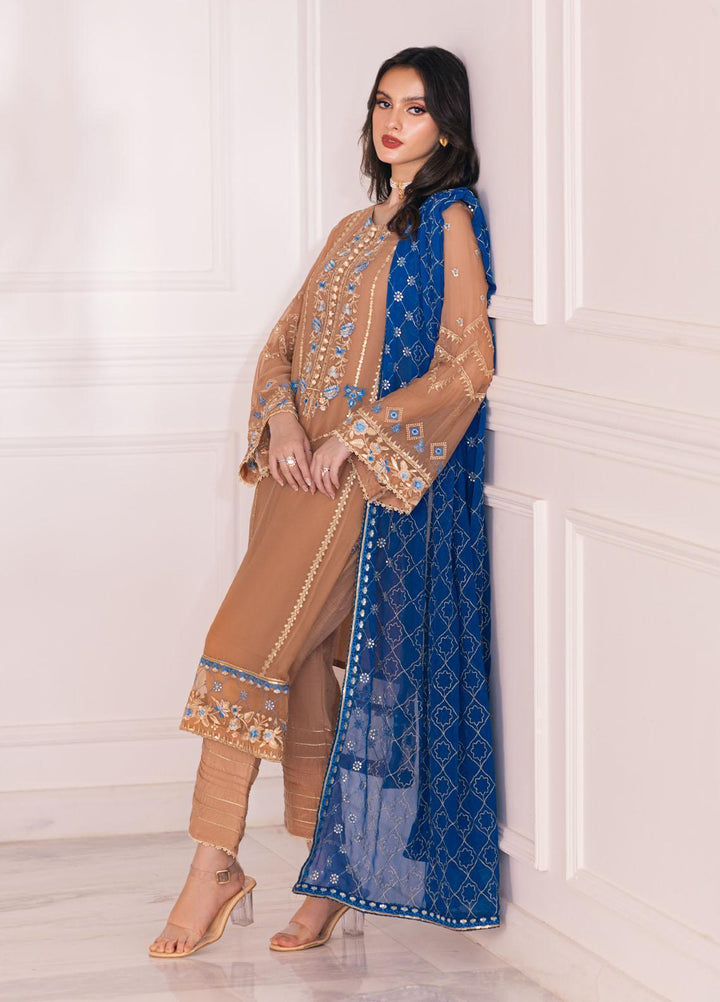 Ella By Sahane Embroidered Chiffon Suits Unstitched 3 Piece SNE23EL SAH-1002 Ivy - Formal Collection