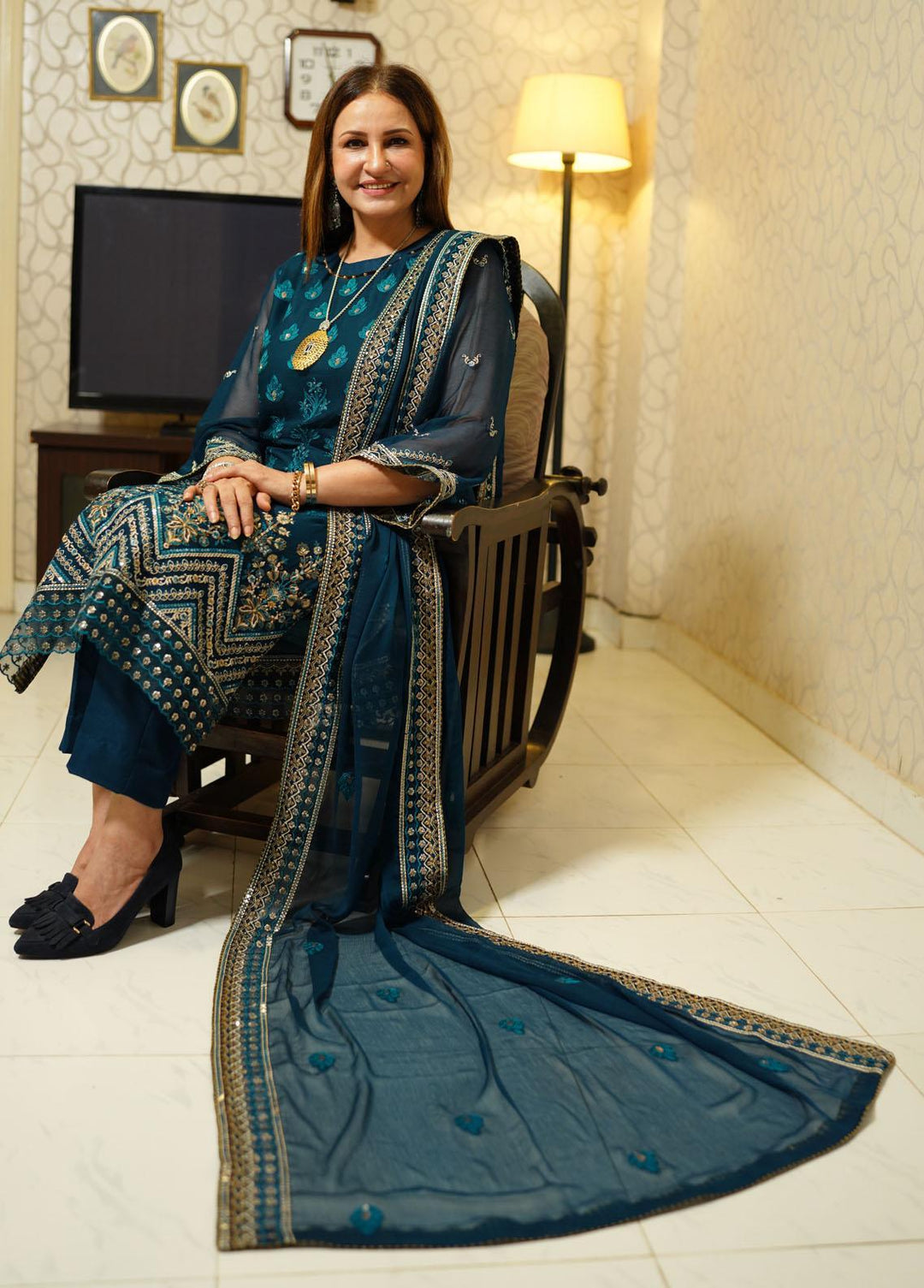 Ella By Sahane Embroidered Chiffon Suits Unstitched 3 Piece SNE23EL SAH-1003 Genevieve - Formal Collection