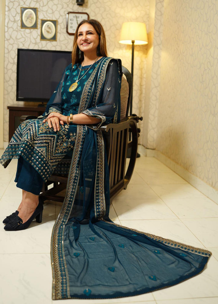 Ella By Sahane Embroidered Chiffon Suits Unstitched 3 Piece SNE23EL SAH-1003 Genevieve - Formal Collection