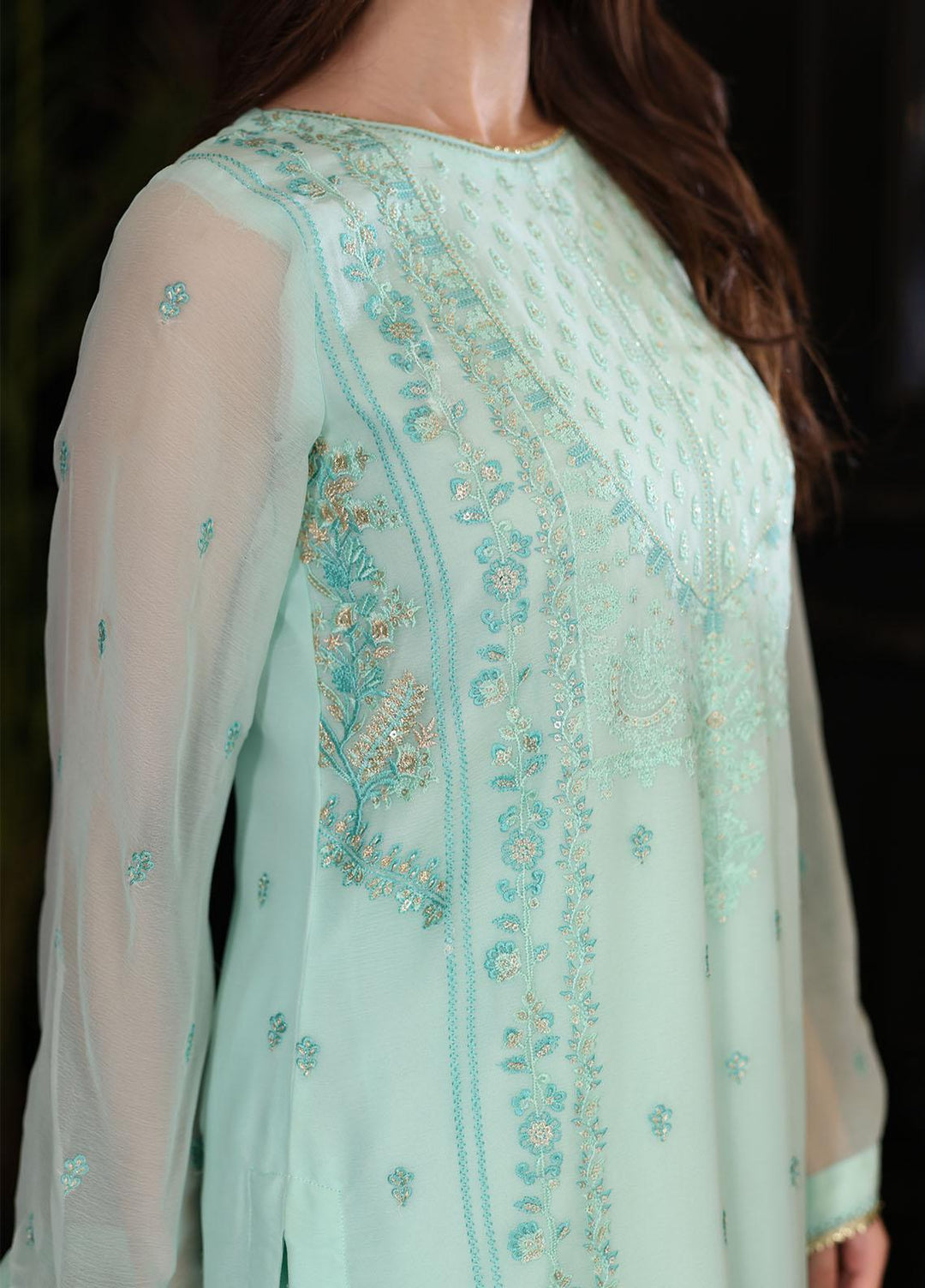 Sahane Pret Embroidered Chiffon Kurti SNE23EP D-1006