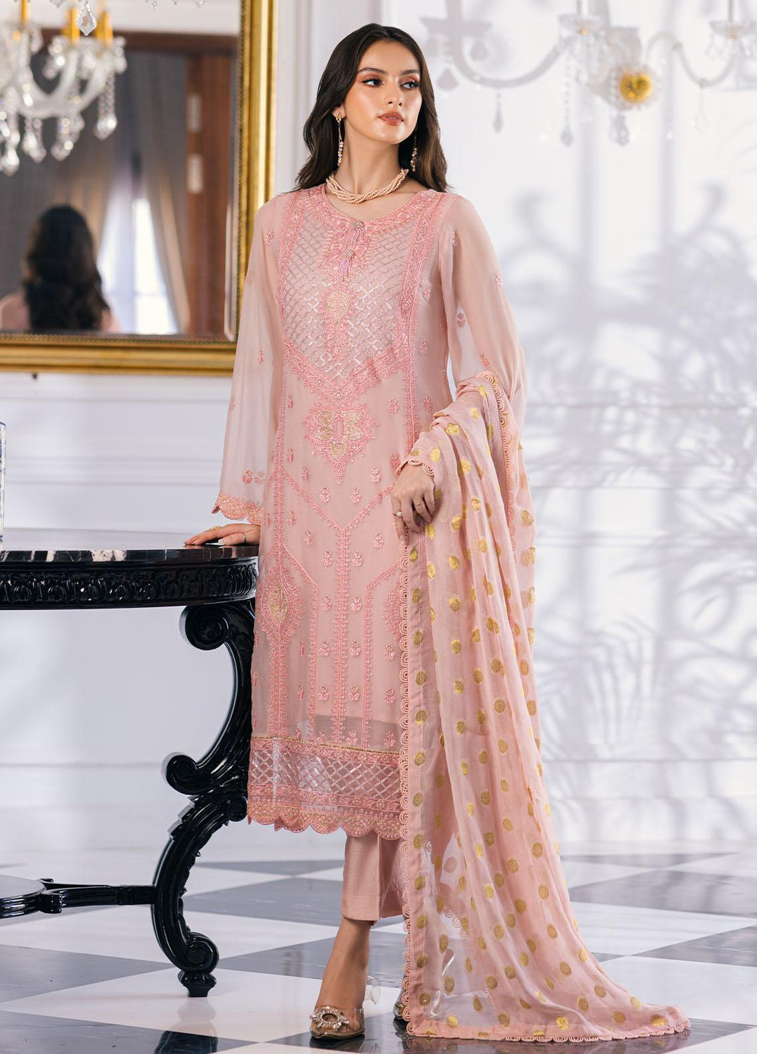 Ella By Sahane Embroidered Chiffon  Unstitched Kurties SNE23EL SAH-1007 Isabella - Formal Collection