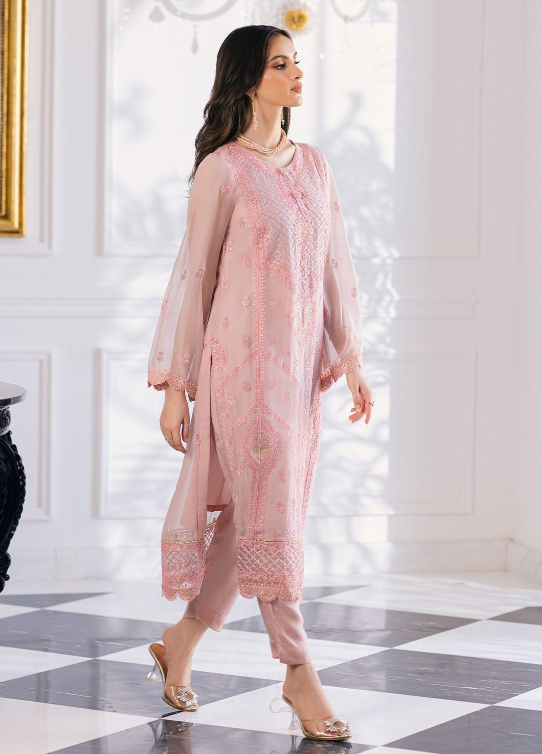 Ella By Sahane Embroidered Chiffon  Unstitched Kurties SNE23EL SAH-1007 Isabella - Formal Collection