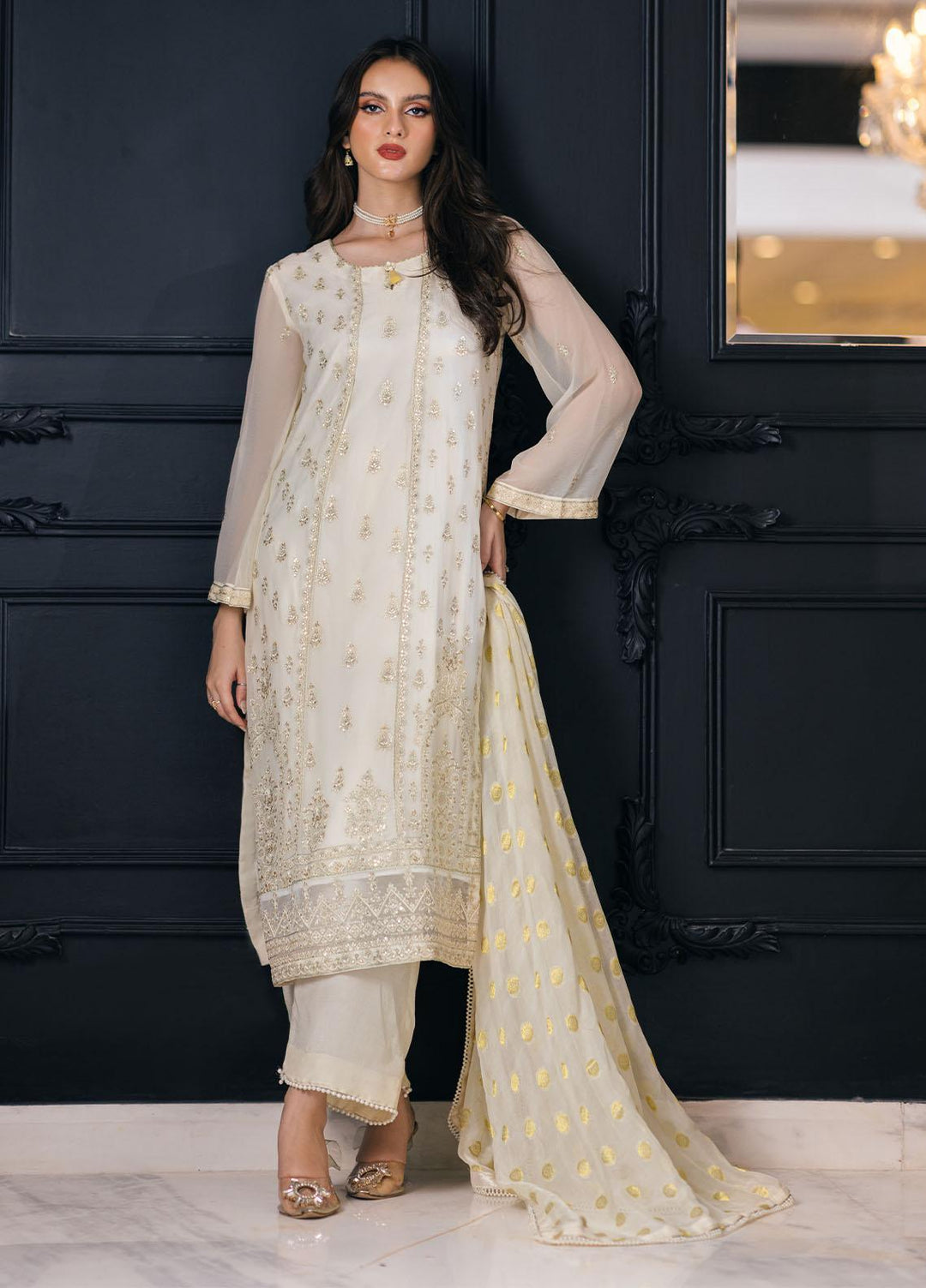 Ella By Sahane Embroidered Chiffon  Unstitched Kurties SNE23EL SAH-1008 Irene - Formal Collection