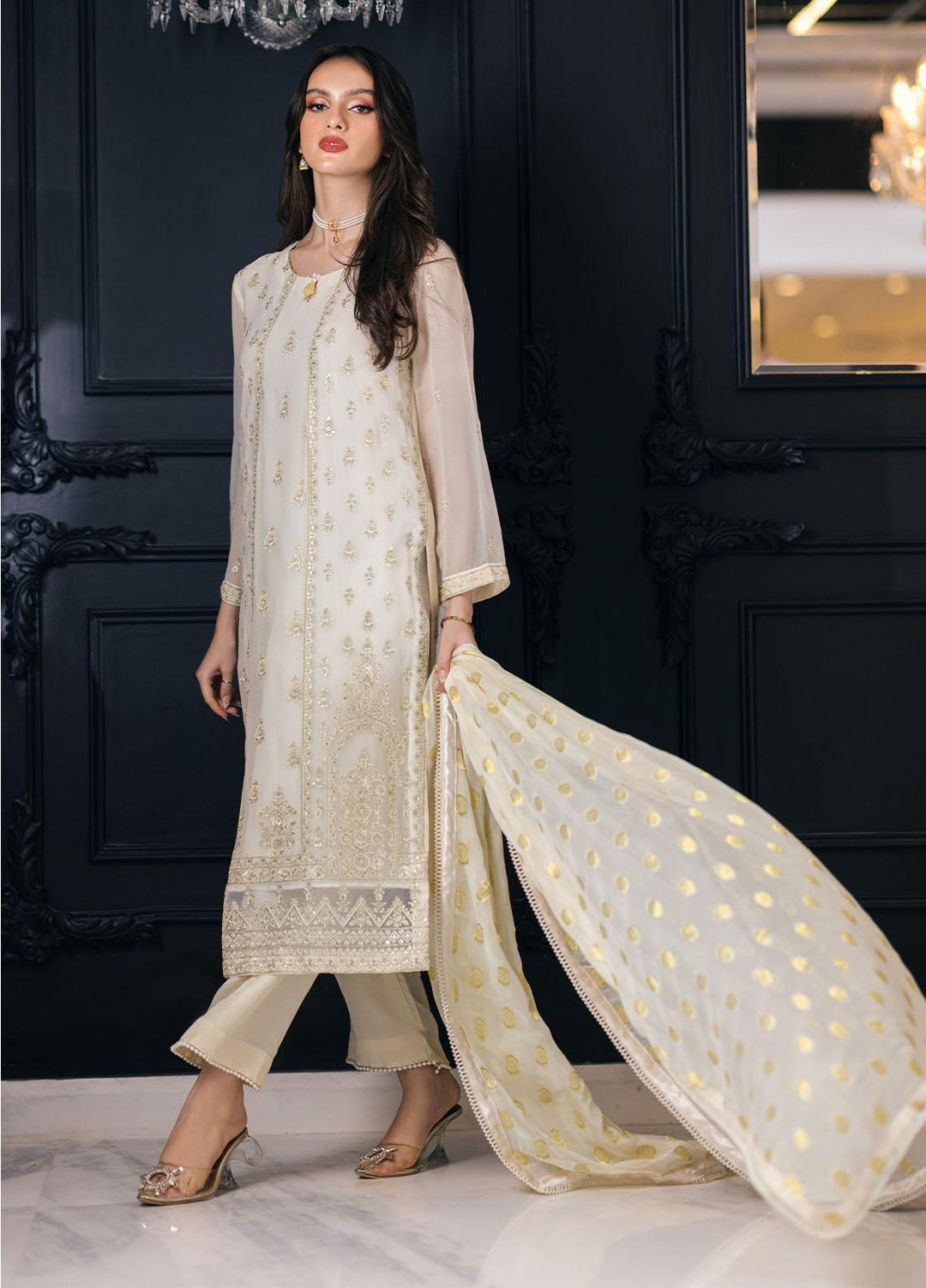 Sahane Pret Embroidered Chiffon Kurties SNE23EP SAH-1008 Irene