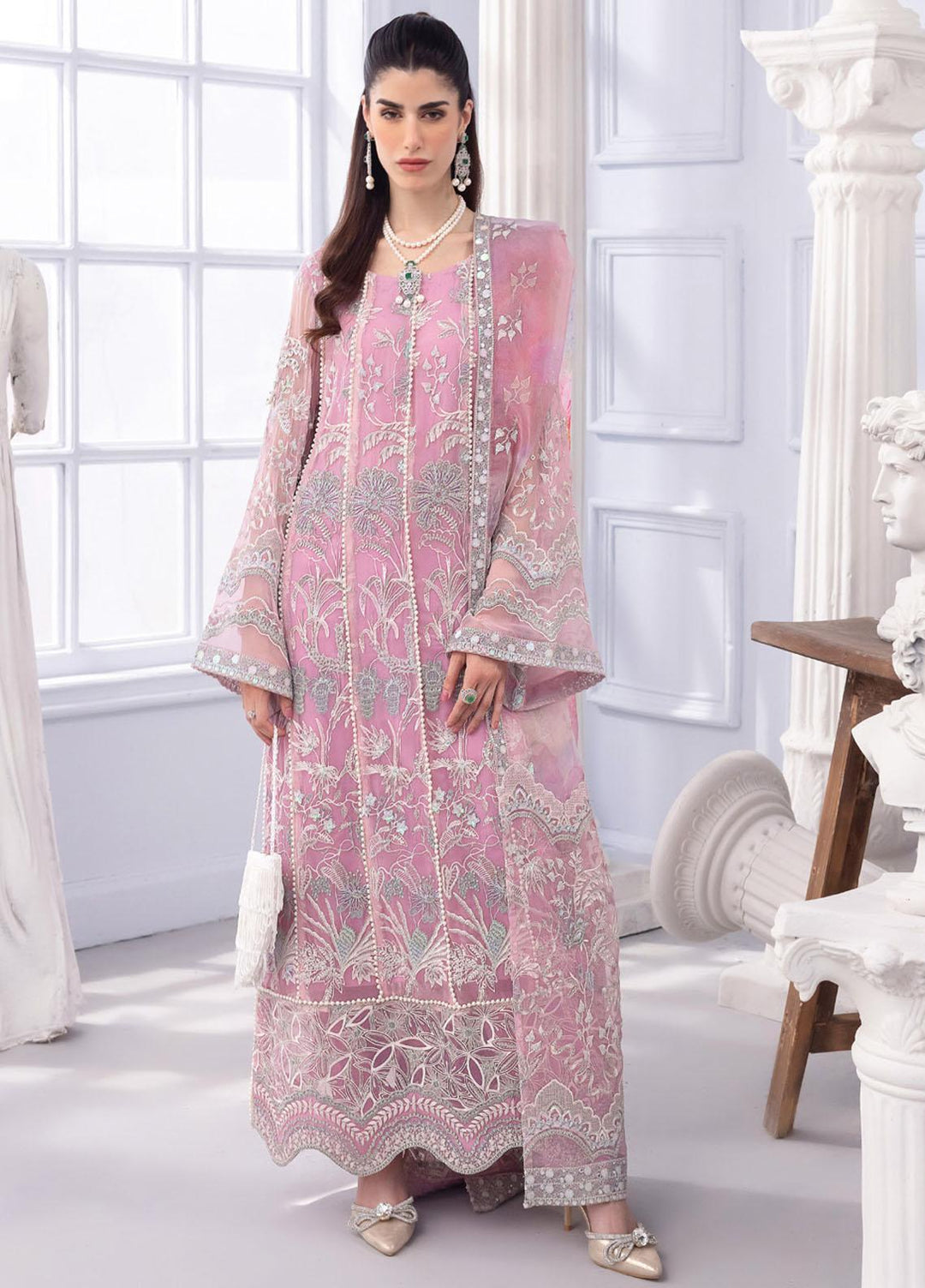 Ellenora By Nureh Embroidered Chiffon Suits Unstitched 4 Piece NU23EE NEL-27 - Luxury Collection