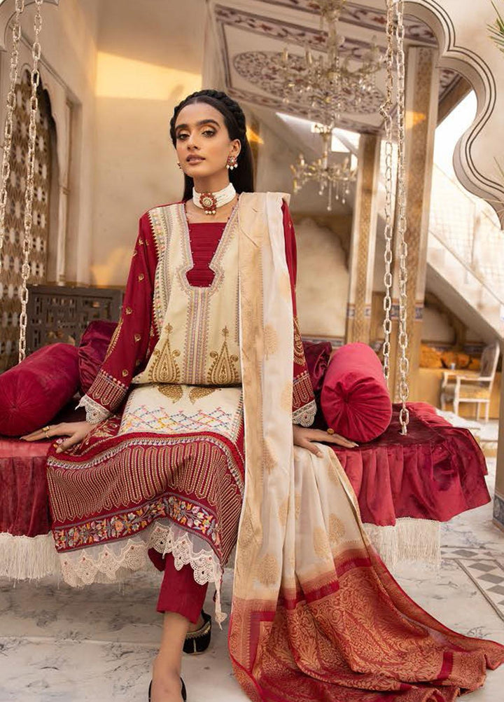 Elma by Riaz Arts Embroidered Leather Peach Suits Unstitched 3 Piece RA22ELP D-04 - Winter Collection