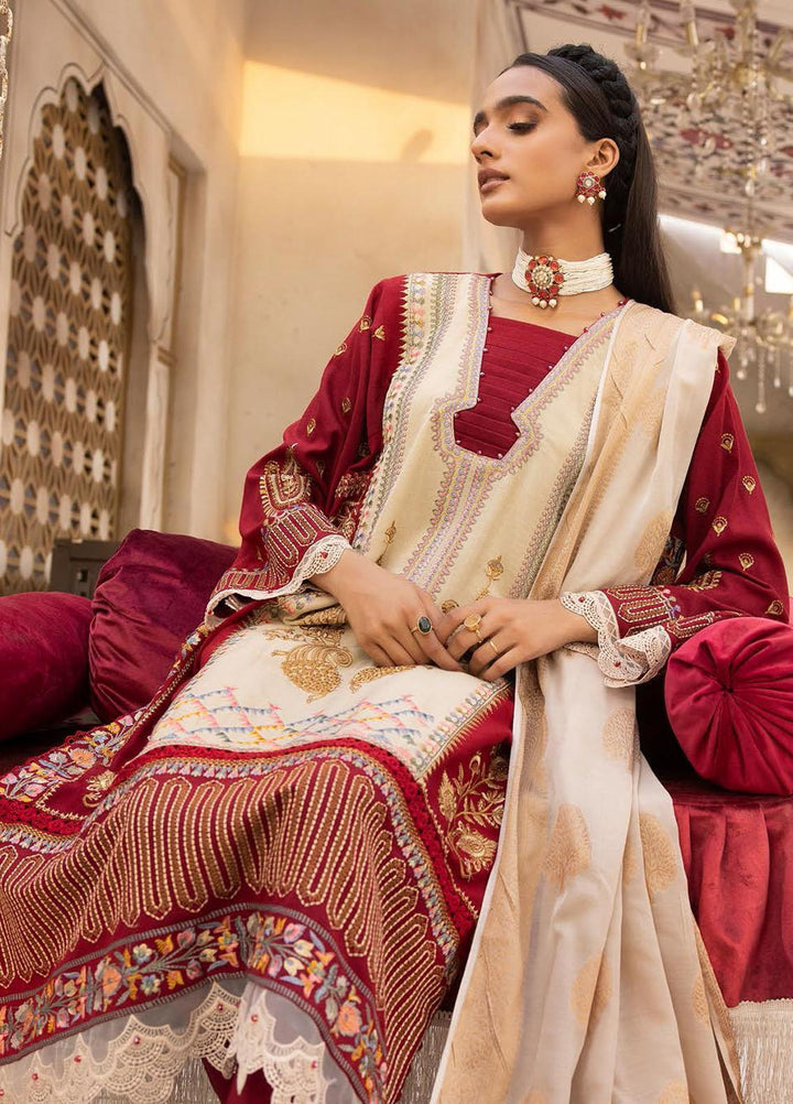 Elma by Riaz Arts Embroidered Leather Peach Suits Unstitched 3 Piece RA22ELP D-04 - Winter Collection