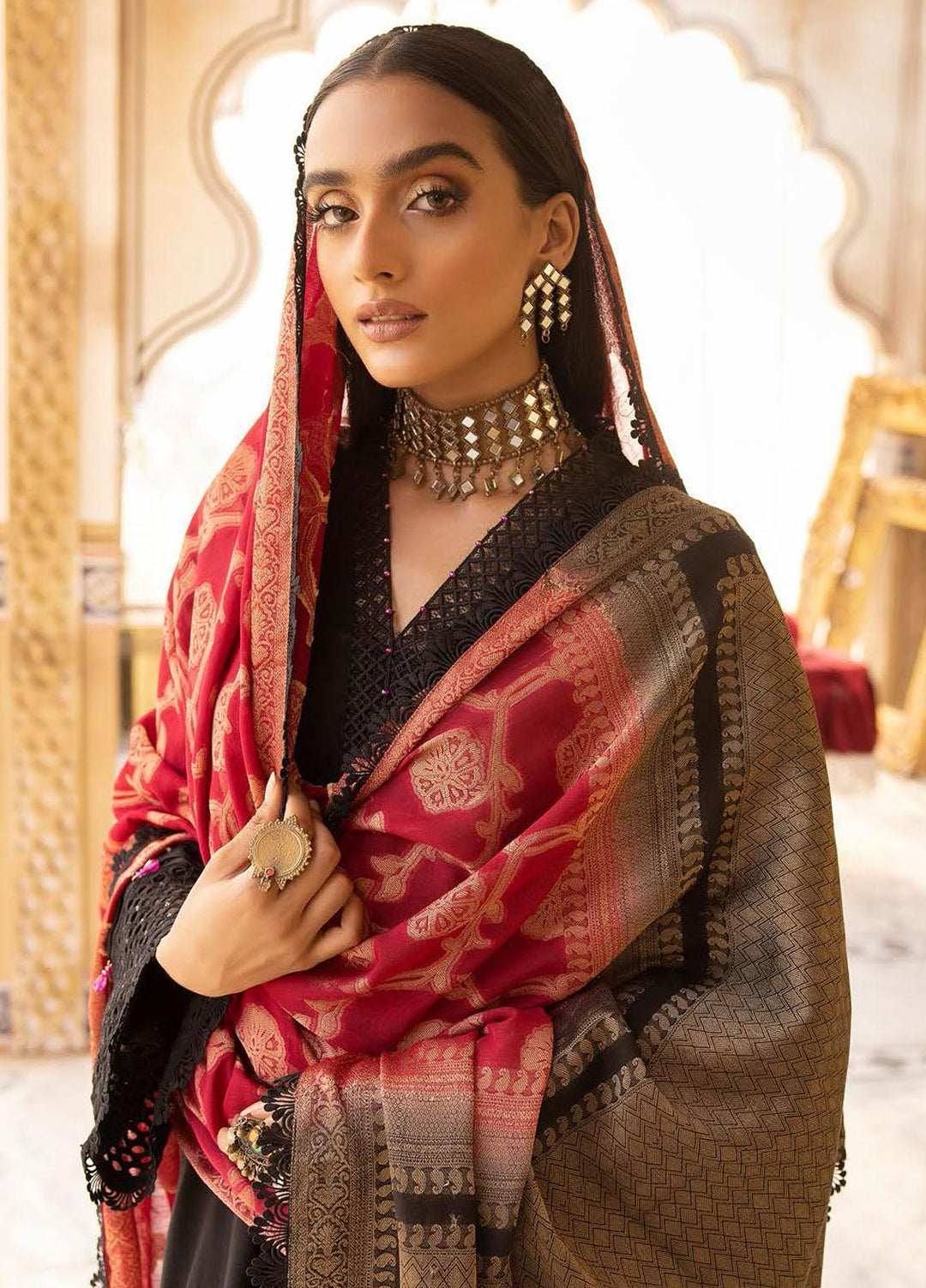 Elma by Riaz Arts Embroidered Leather Peach Suits Unstitched 3 Piece RA22ELP D-05 - Winter Collection