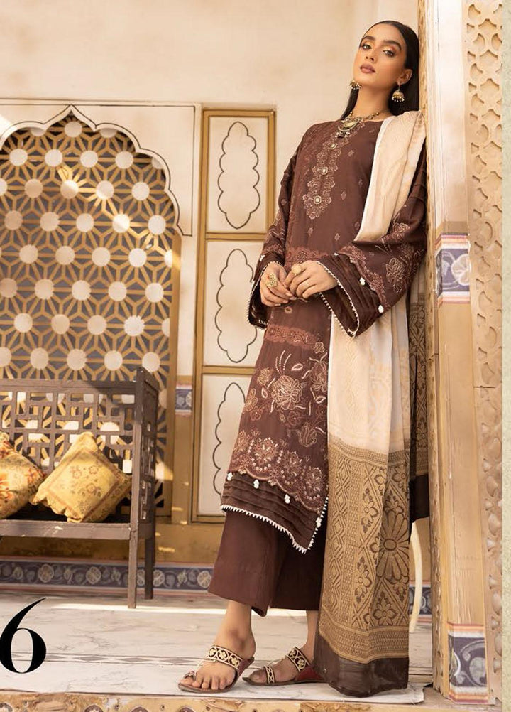 Elma by Riaz Arts Embroidered Leather Peach Suits Unstitched 3 Piece RA22ELP D-06 - Winter Collection