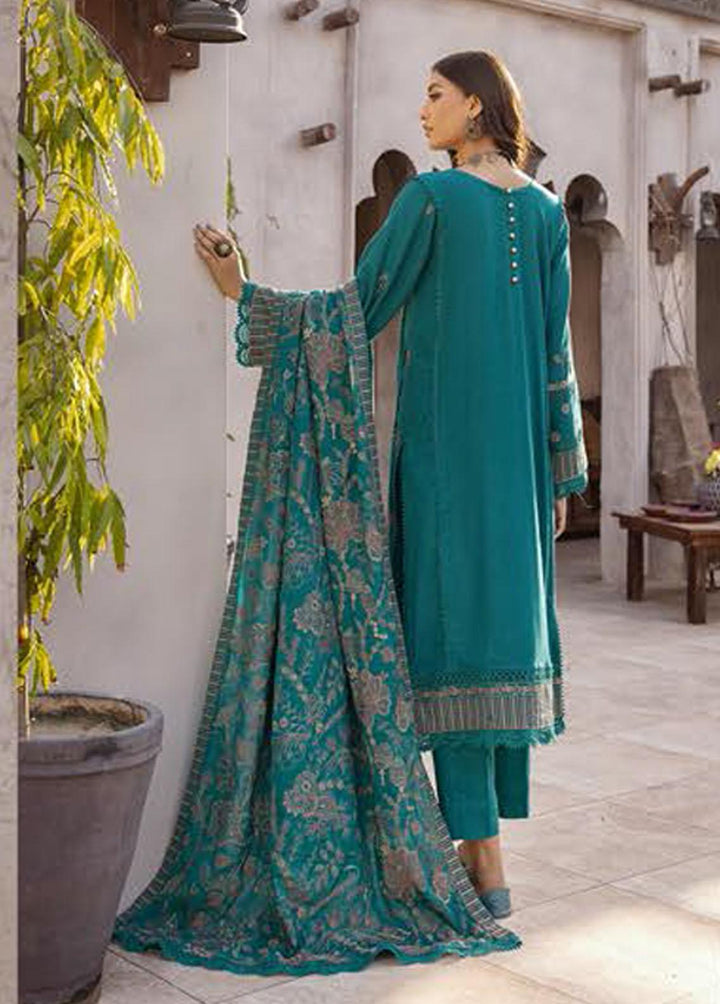 Elma by Riaz Arts Embroidered Leather Peach Suits Unstitched 3 Piece RA22E 02 - Winter Collection