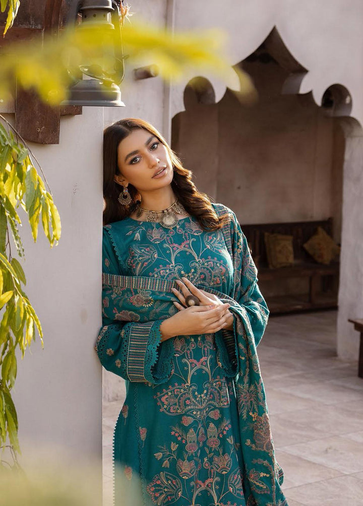 Elma by Riaz Arts Embroidered Leather Peach Suits Unstitched 3 Piece RA22E 02 - Winter Collection