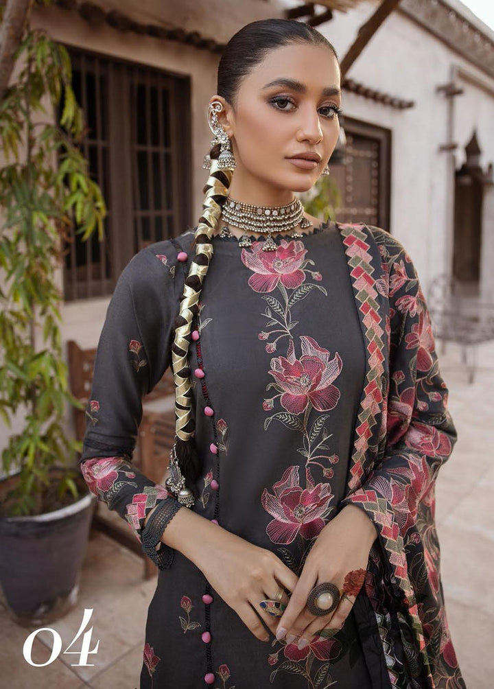 Elma by Riaz Arts Embroidered Leather Peach Suits Unstitched 3 Piece RA22E 04 - Winter Collection