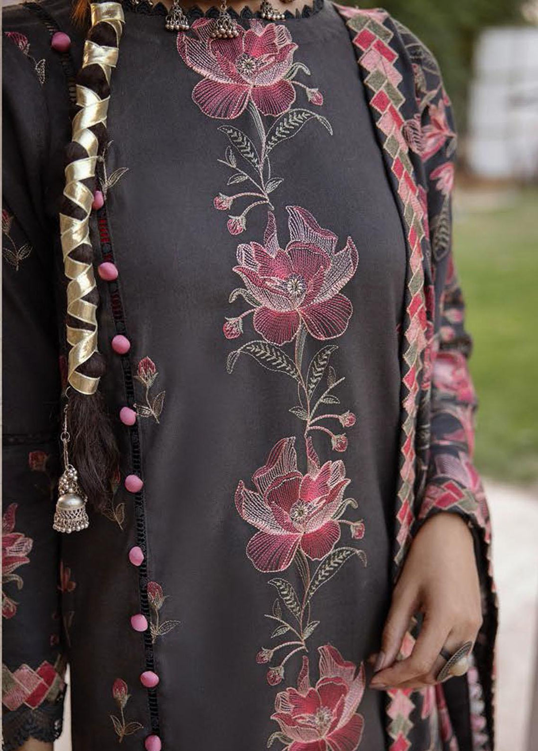 Elma by Riaz Arts Embroidered Leather Peach Suits Unstitched 3 Piece RA22E 04 - Winter Collection