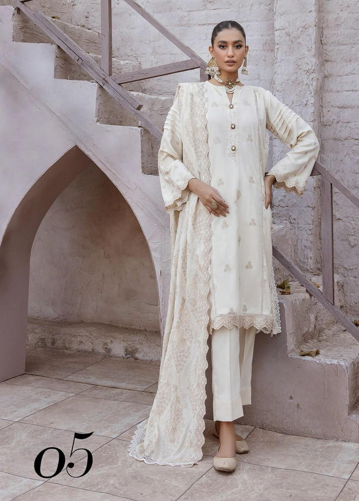 Elma by Riaz Arts Embroidered Leather Peach Suits Unstitched 3 Piece RA22E 05 - Winter Collection