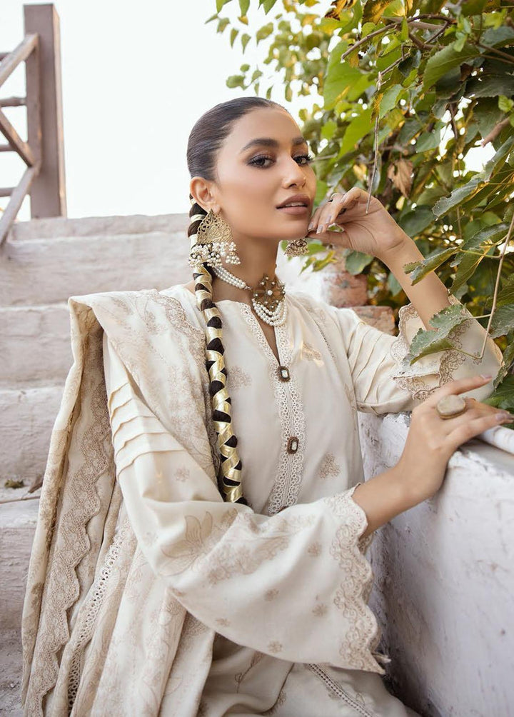 Elma by Riaz Arts Embroidered Leather Peach Suits Unstitched 3 Piece RA22E 05 - Winter Collection