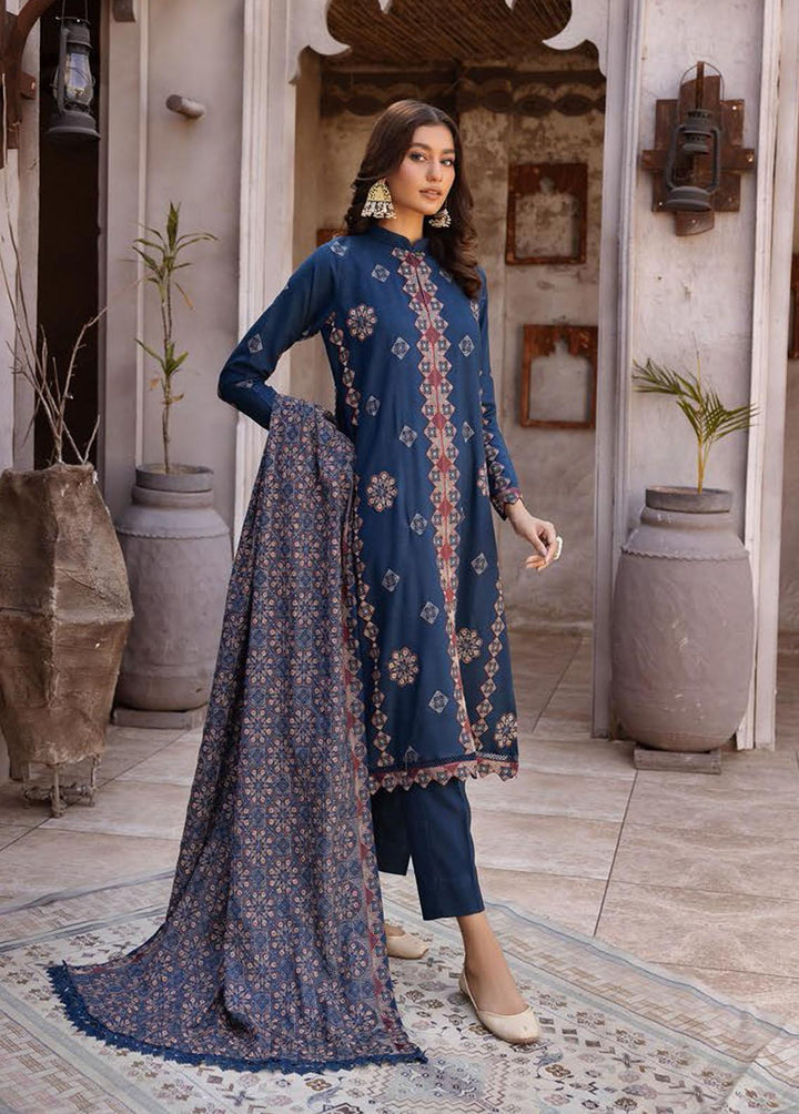 Elma by Riaz Arts Embroidered Leather Peach Suits Unstitched 3 Piece RA22E 06 - Winter Collection