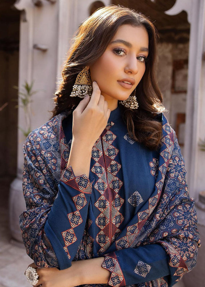 Elma by Riaz Arts Embroidered Leather Peach Suits Unstitched 3 Piece RA22E 06 - Winter Collection