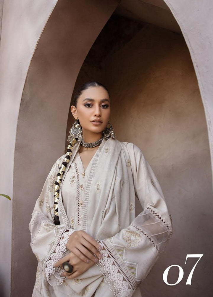 Elma by Riaz Arts Embroidered Leather Peach Suits Unstitched 3 Piece RA22E 07 - Winter Collection