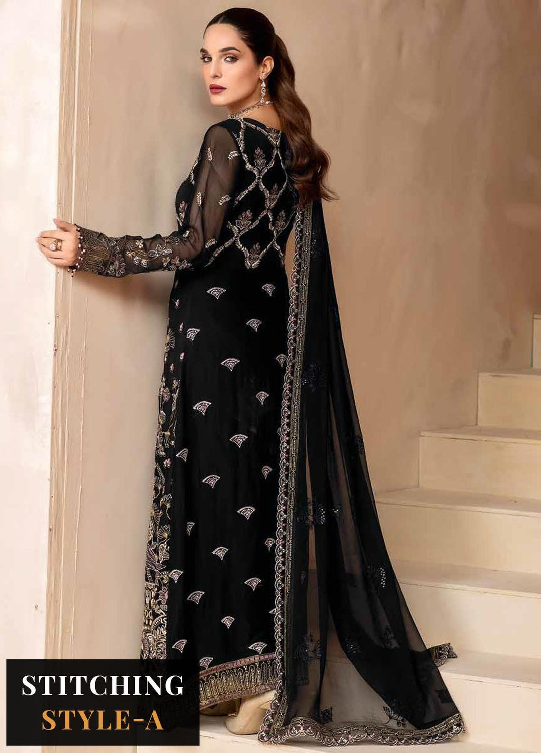 Elnaz By Flossie Embroidered Chiffon Suits Unstitched 3 Piece FS23EZ E-102 Sea Borne - Festive Collection