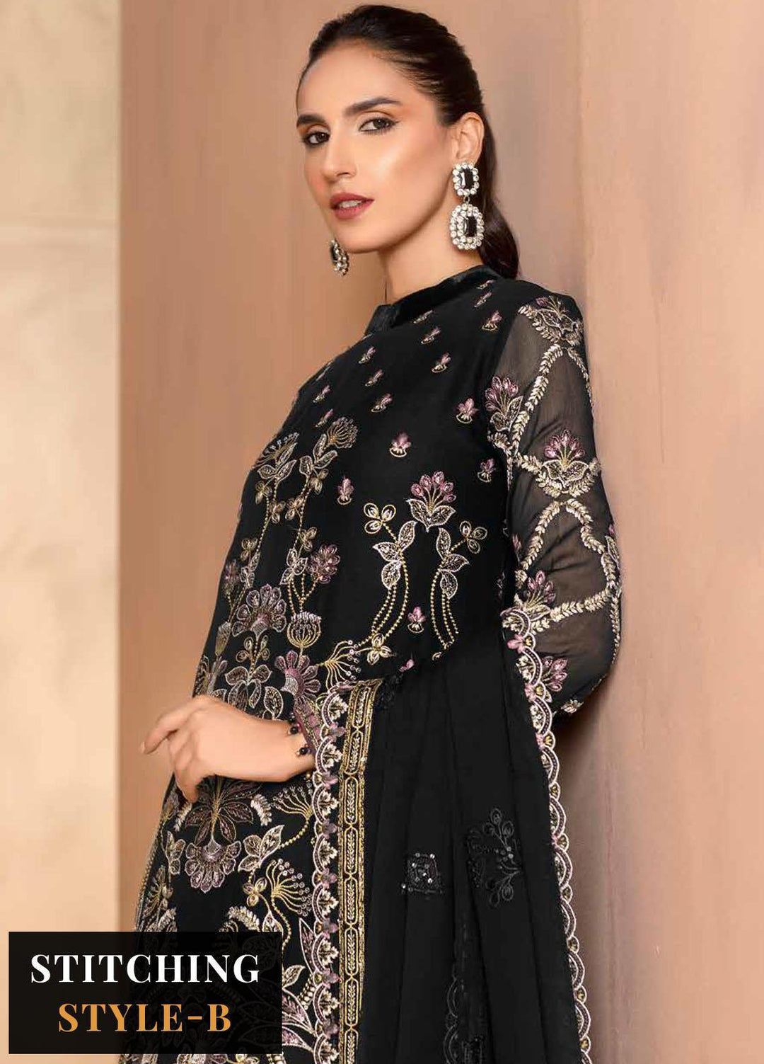 Elnaz By Flossie Embroidered Chiffon Suits Unstitched 3 Piece FS23EZ E-102 Sea Borne - Festive Collection