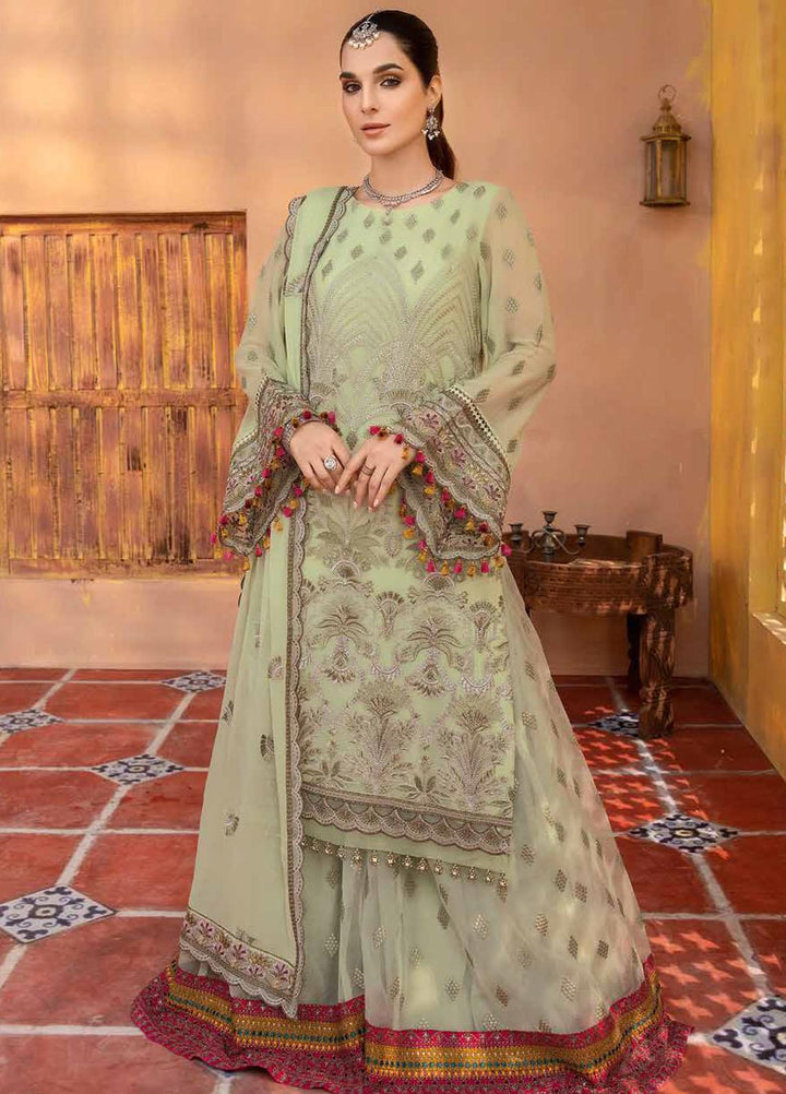 Elnaz By Flossie Embroidered Chiffon Suits Unstitched 3 Piece FS23EZ E-104 Mosstone - Festive Collection