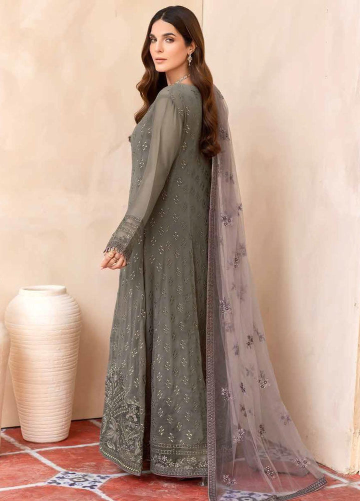 Elnaz By Flossie Embroidered Chiffon Suits Unstitched 3 Piece FS23EZ E-106 Desert Palm - Festive Collection