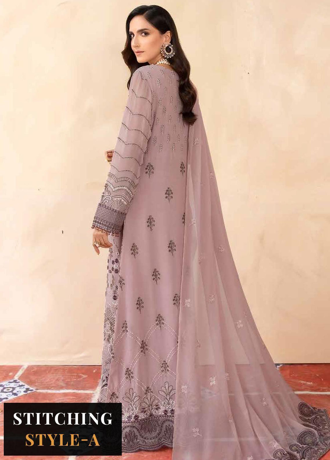 Elnaz By Flossie Embroidered Chiffon Suits Unstitched 3 Piece FS23EZ E-107 Peony - Festive Collection