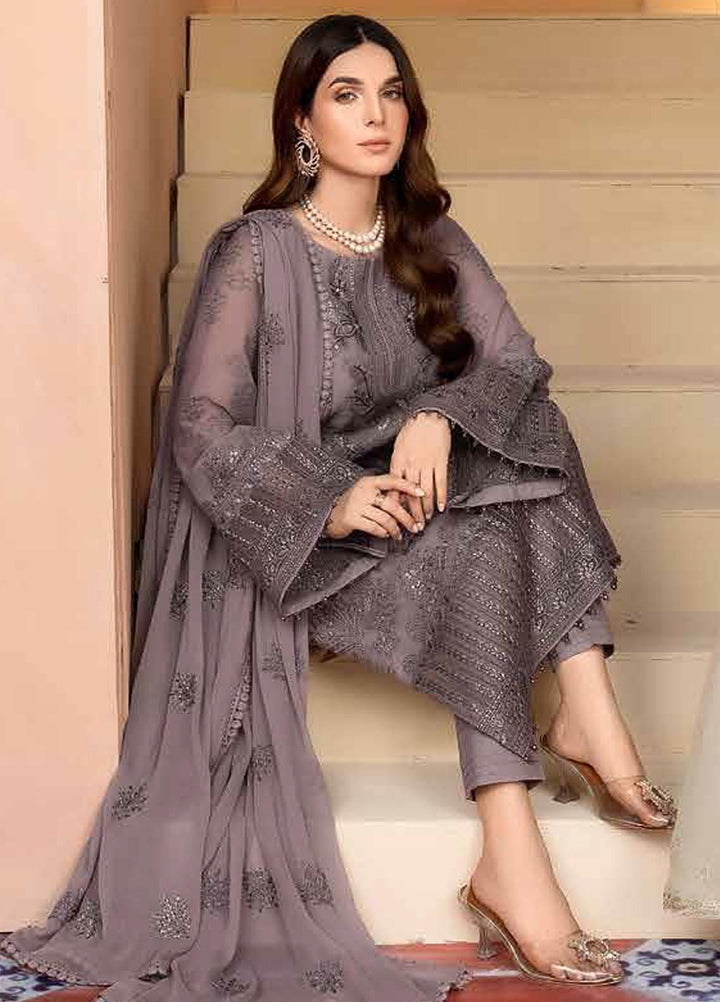 Elnaz By Flossie Embroidered Chiffon Suits Unstitched 3 Piece FS23EZ E-110 Mesa Rose - Festive Collection