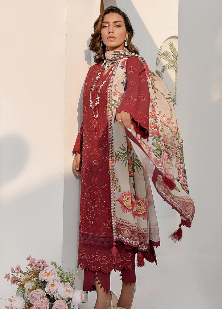Elsyia By Fiona Embroidered Lawn Suit Unstitched 3 Piece FO24E Radiant Rose - Summer Collection
