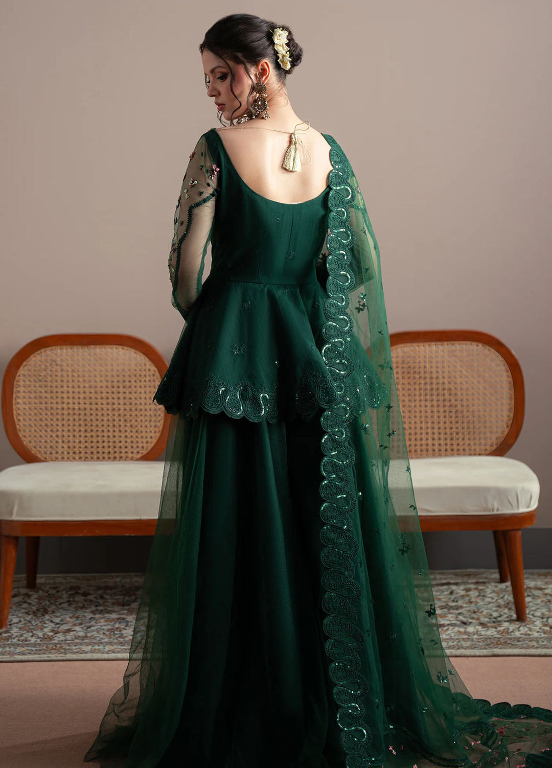 Elvin by Fabiha Fatima Pret Embroidered Net 3 Piece Suit Emerelle