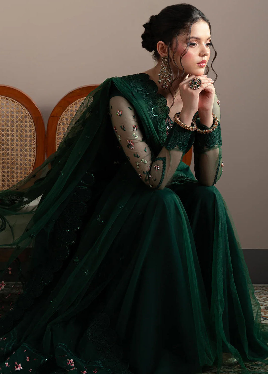 Elvin by Fabiha Fatima Pret Embroidered Net 3 Piece Suit Emerelle