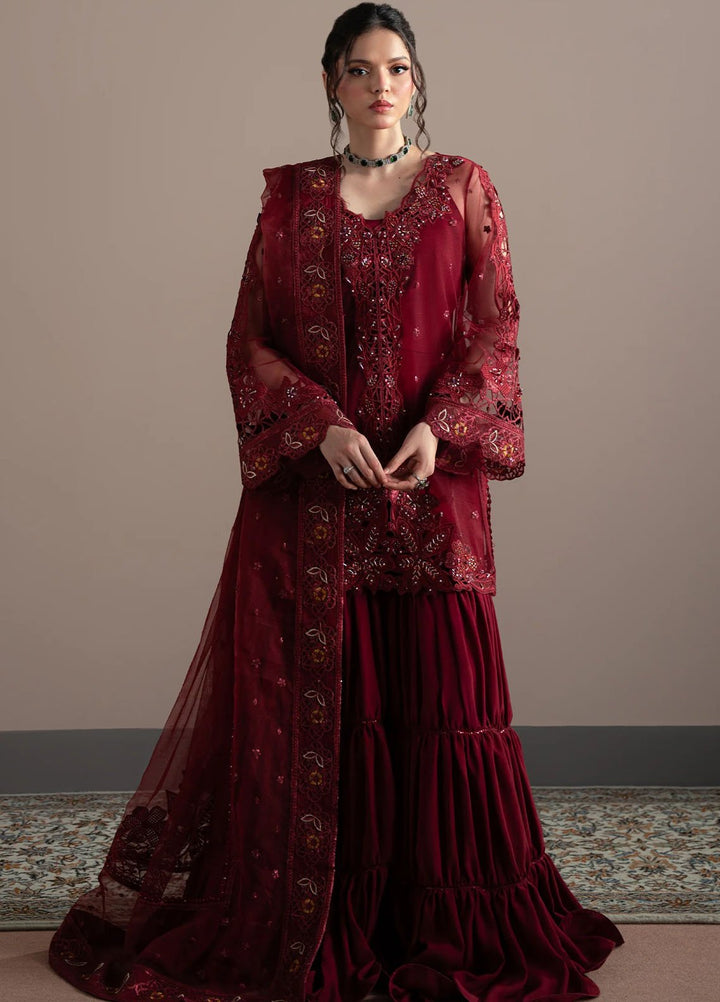 Elvin by Fabiha Fatima Pret Embroidered Net 3 Piece Suit Rubeia