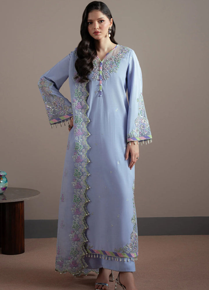 Elvin by Fabiha Fatima Pret Embroidered Raw Silk 3 Piece Suit Iris