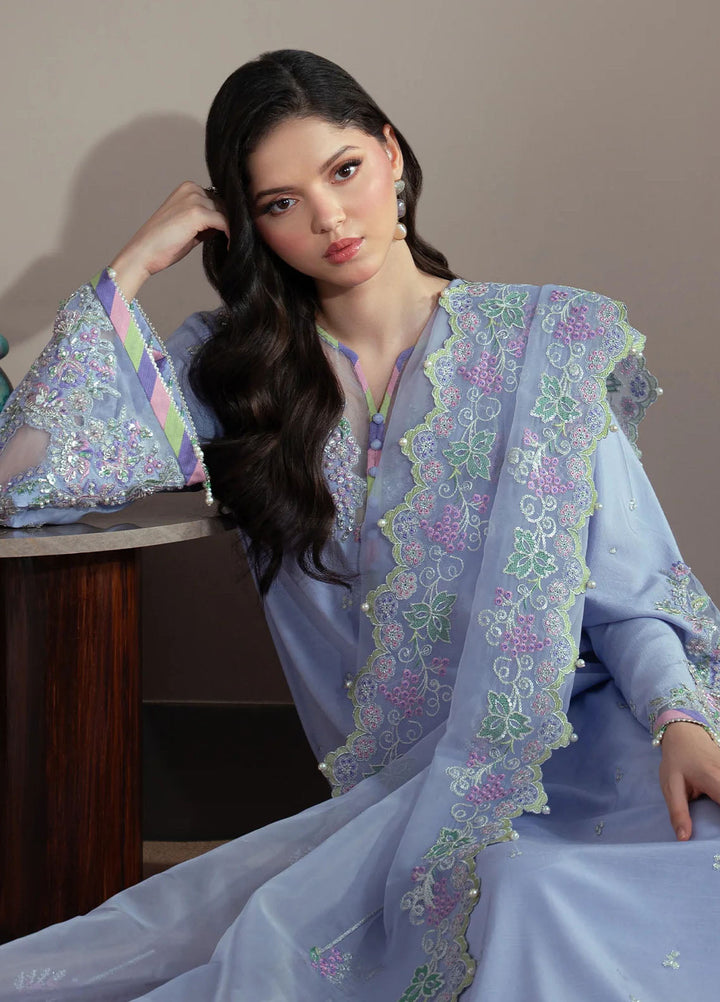 Elvin by Fabiha Fatima Pret Embroidered Raw Silk 3 Piece Suit Iris
