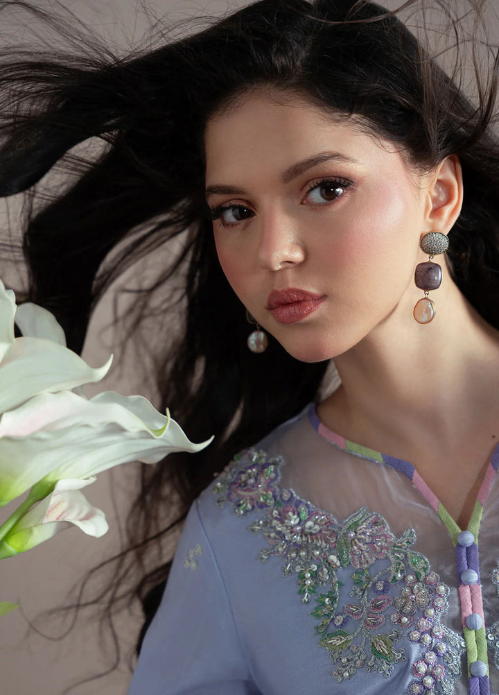 Elvin by Fabiha Fatima Pret Embroidered Raw Silk 3 Piece Suit Iris