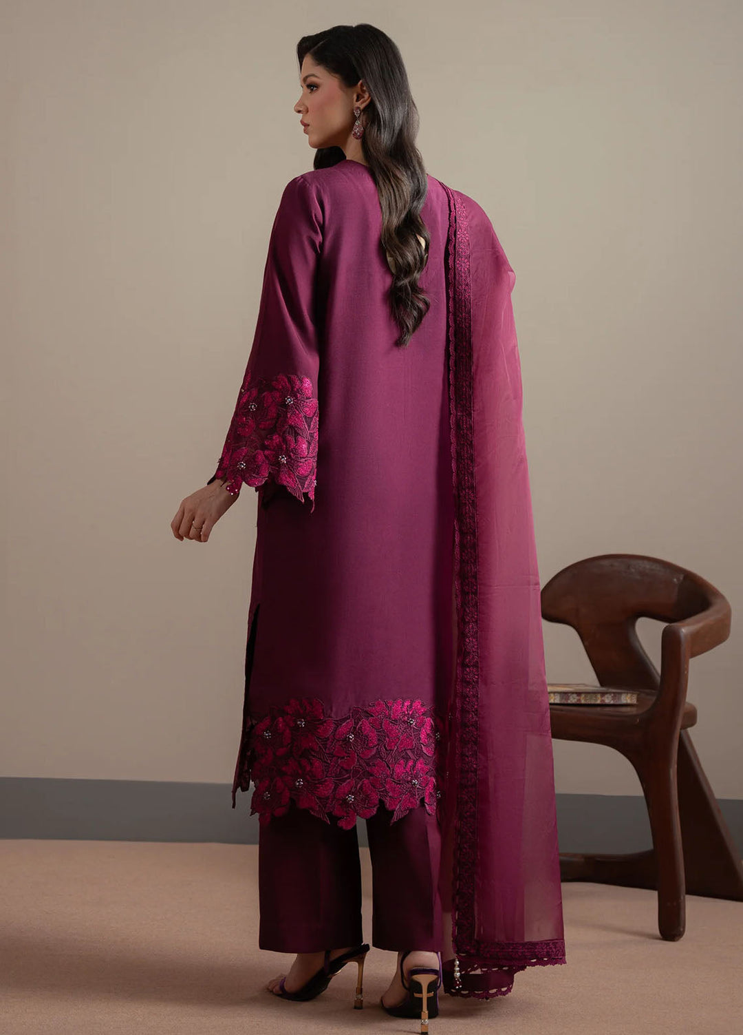 Elvin by Fabiha Fatima Pret Embroidered Silk 3 Piece Suit Lazel