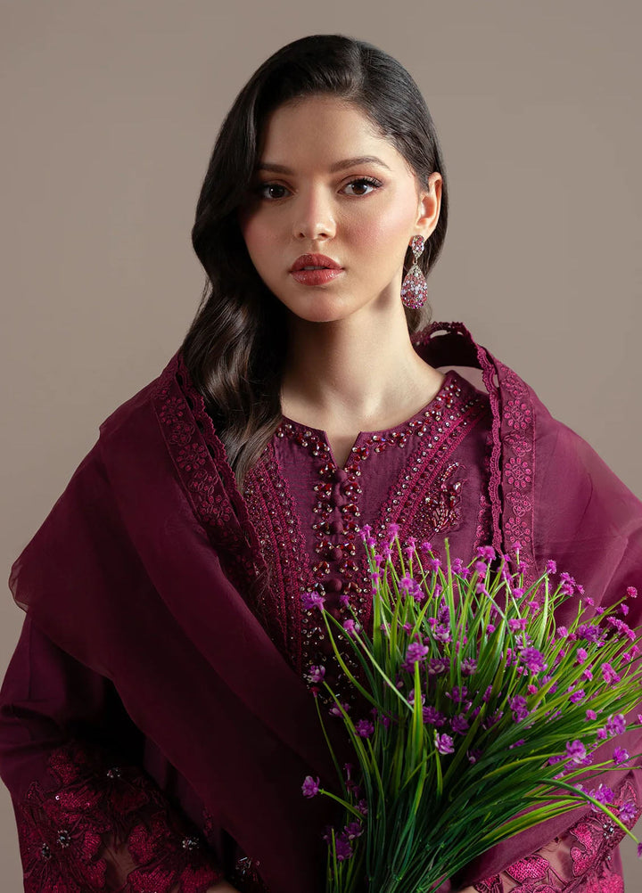 Elvin by Fabiha Fatima Pret Embroidered Silk 3 Piece Suit Lazel