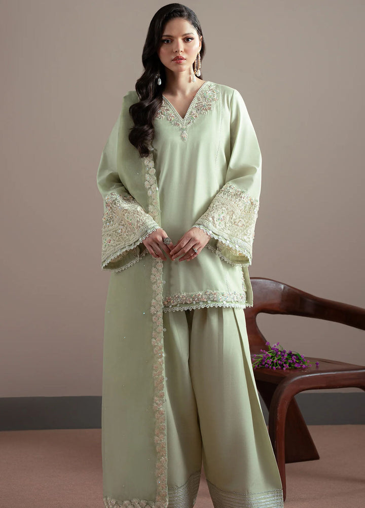 Elvin by Fabiha Fatima Pret Embroidered Silk 3 Piece Suit Sage