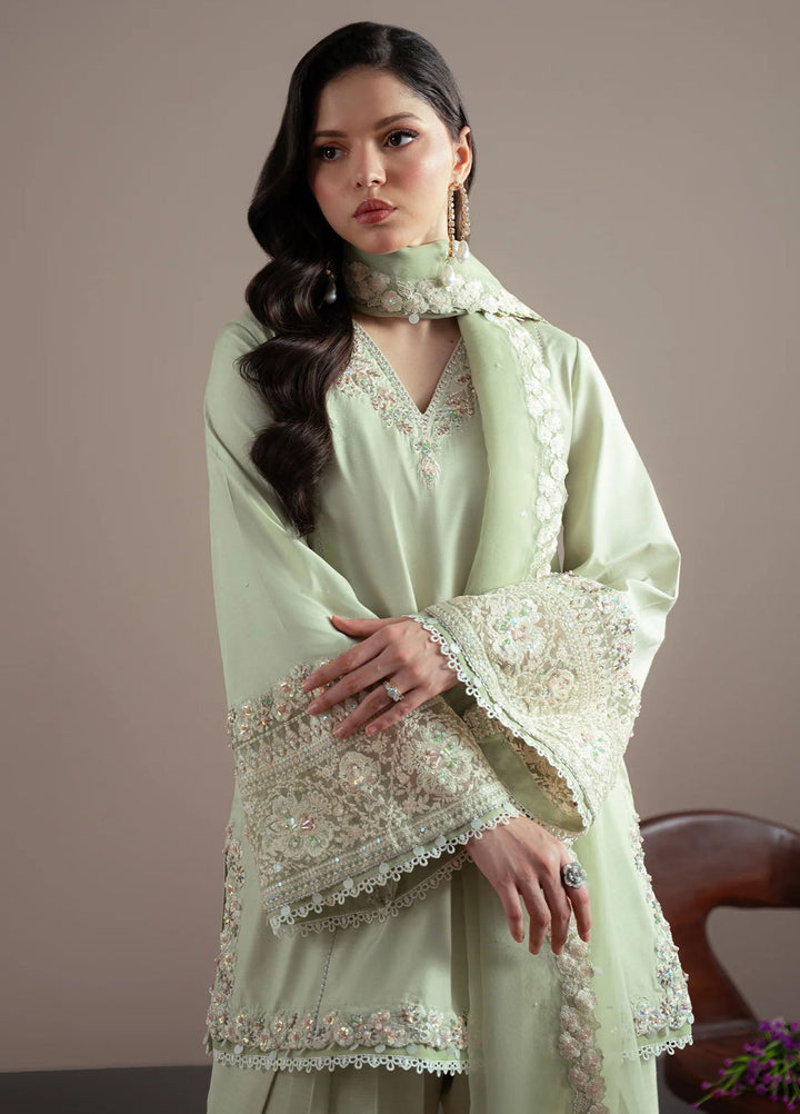 Elvin by Fabiha Fatima Pret Embroidered Silk 3 Piece Suit Sage