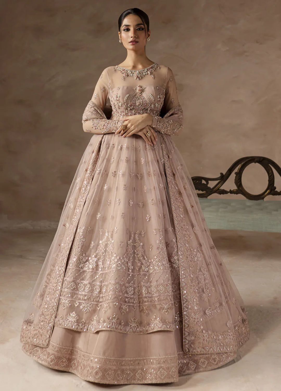 Elysee by Imran Ramzan Embroidered Net Suits Unstitched 3 Piece IR25EF Reve de Rose - Formals Collection